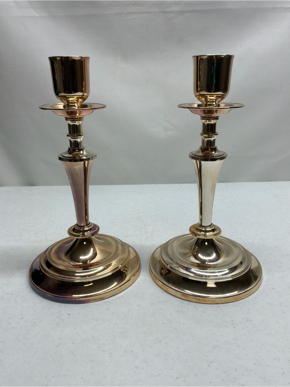 Polished Metal Candlestick Pair - Classic Made in Japan
